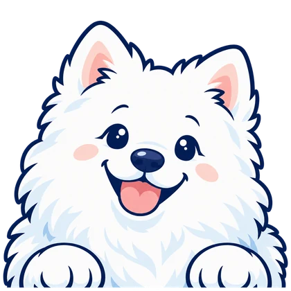 A fluffy Samoyed peeking up