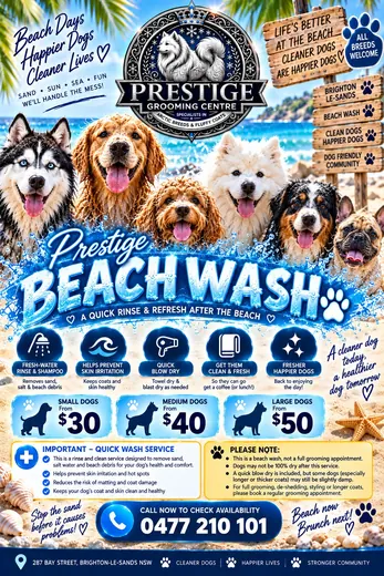 Prestige Beach Wash poster: a quick rinse and refresh after the beach